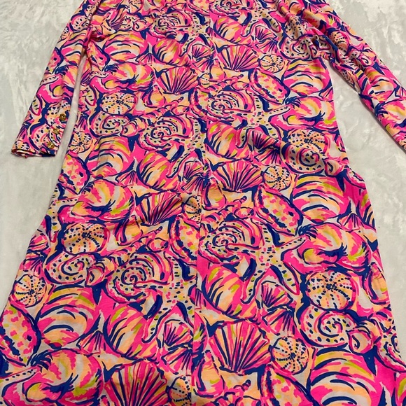Lilly Pulitzer 3/4 Sleeve Shift Dress Pima Cotton Shells Pink - Picture 7 of 12